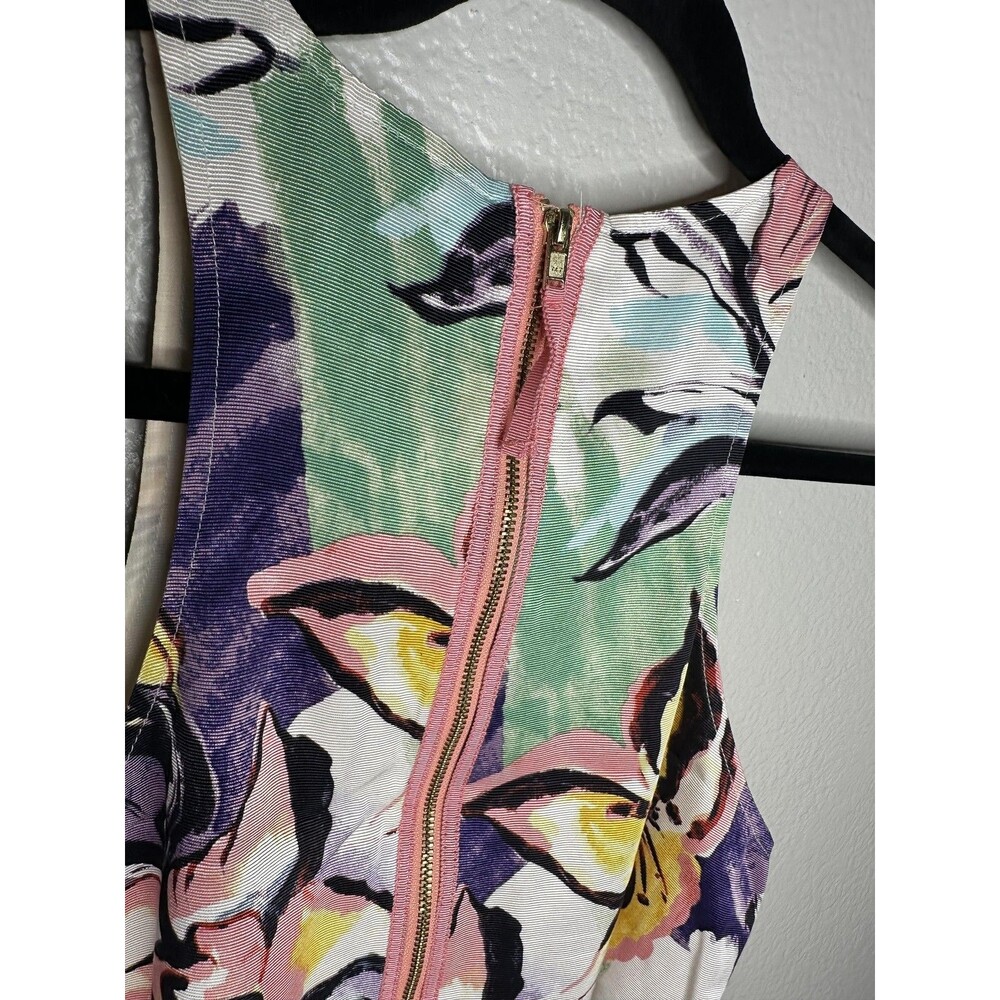 HD in Paris Shirt Womens 4 Multicolor Floral Peplum Sleeveless Exposed Zipper - Picture 6 of 6